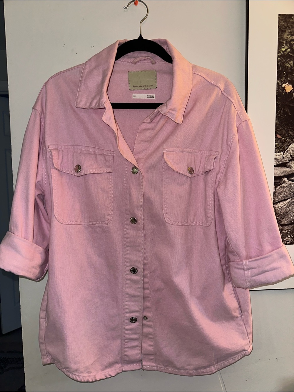 Bluenotes Light Pink Button-Front Shirt Jacket